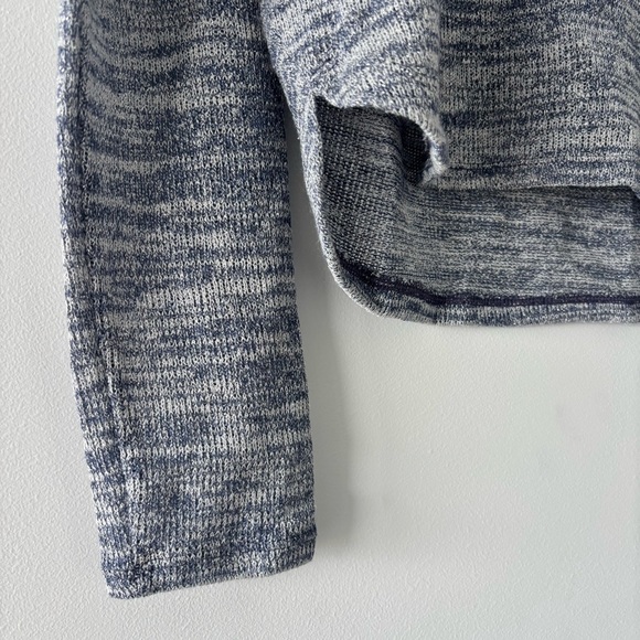 White House Black Market Melange Blue and Gray Knit Rayon Blend Merled Top Small - Picture 5 of 6